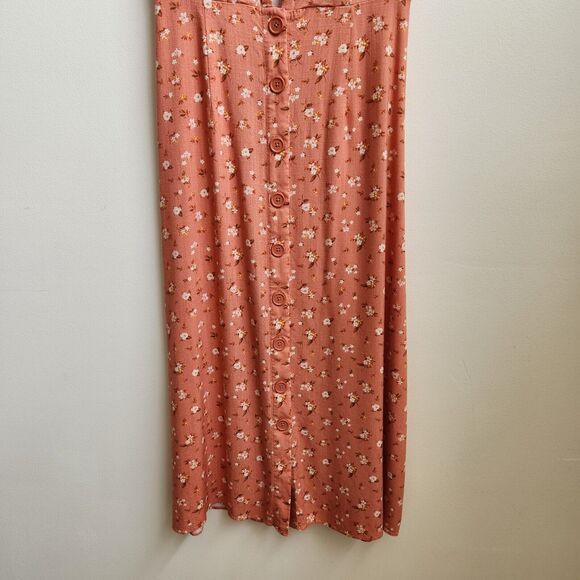 Ellisworth & Ivey Dress Womens S Coral Floral Maxi Front Button Cottagecore Boho - Picture 3 of 16